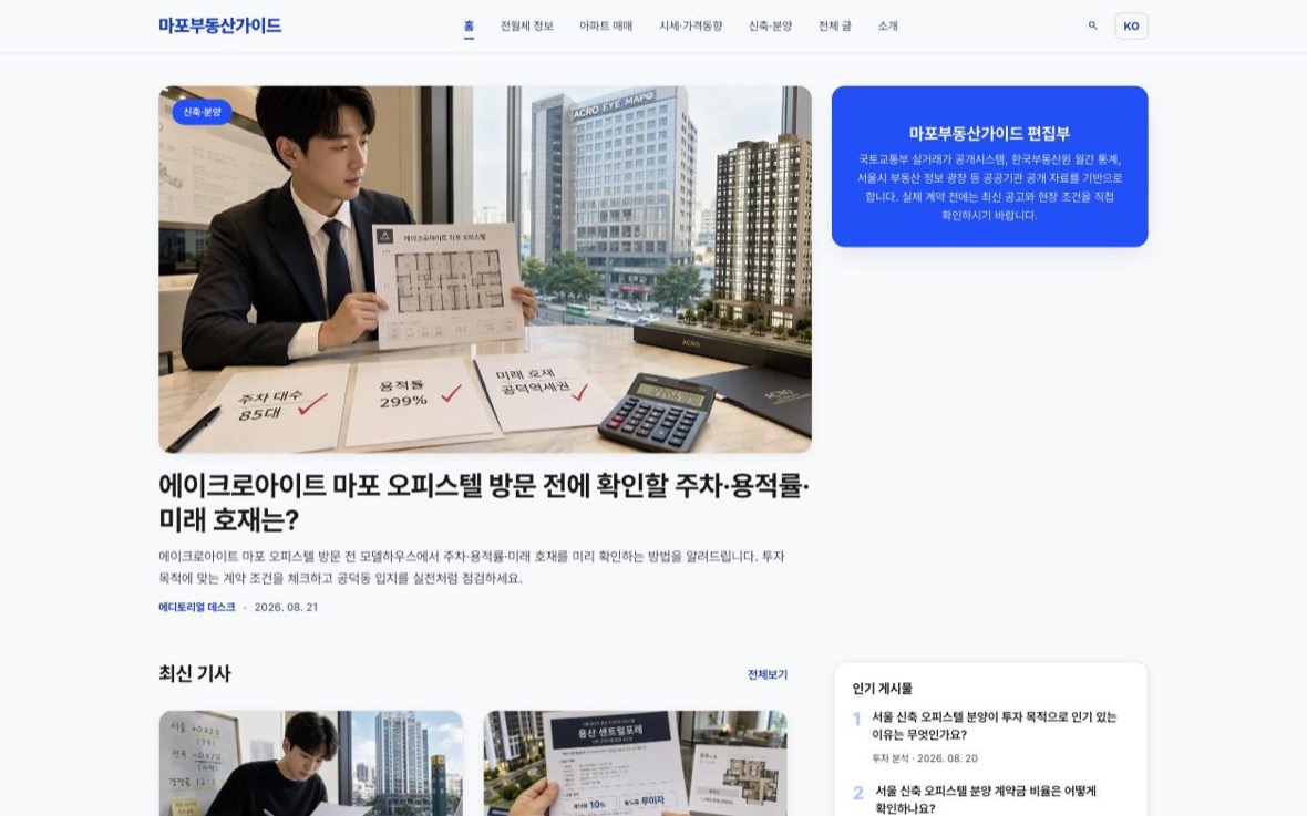 mapohome.blog 실제 발행 화면